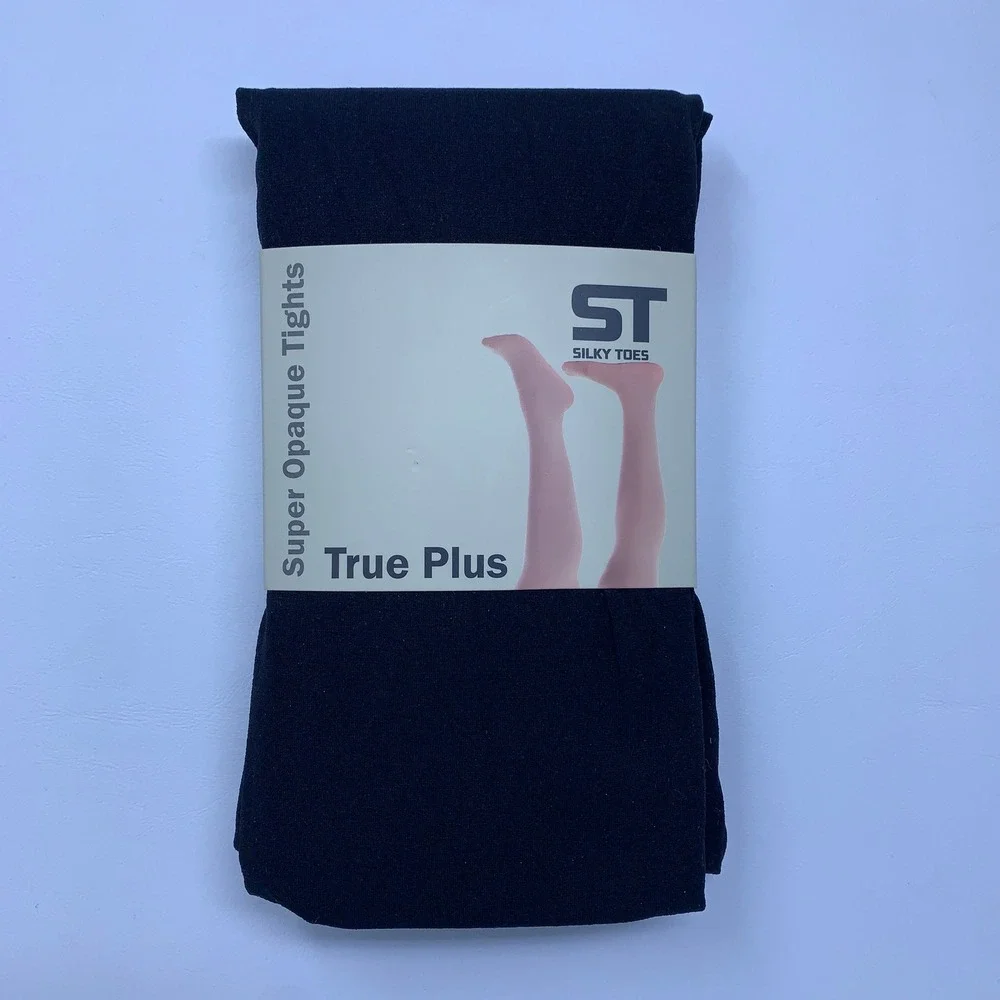 Silky Toes Womens 5/6 Black True Plus Super Opaque Tights 1233